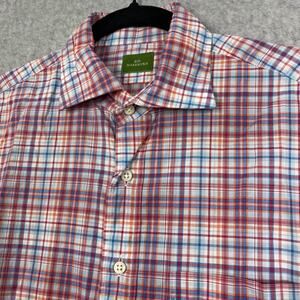 Sid Mashburn Shirt Mens S Red Blue Plaid Long Sleeve Button Up